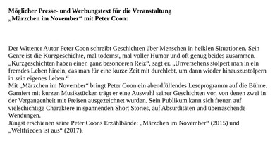 Märzchen im November – Text